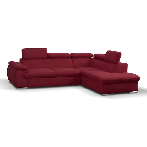 Divano letto angolare con contenitore in tessuto Rosso - Angolo a destra - FABIEN