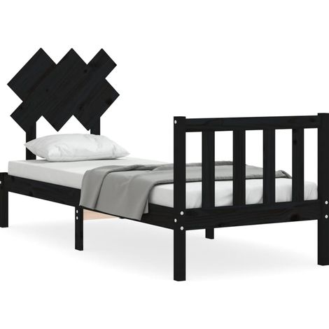 Maison Exclusive - Massivholzbett mit Kopfteil Schwarz (1/5)