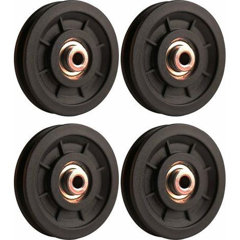 Accessoire de levage,4 pcs 110 mm Roulement Poulie Nylon, Poulie Musculation, Roue Universelle pour câble Machine Gym équipement Porte de Garage (1/4)
