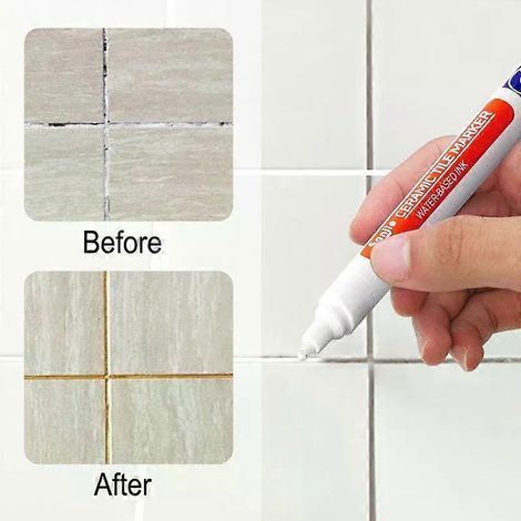 Weißer, wasserfester Fliesenmarker, Fugenstift, Wandnahtstift für Fliesen, Böden, Badezimmer, Desinfektion, Nahtreparaturwerkzeuge (1/4)
