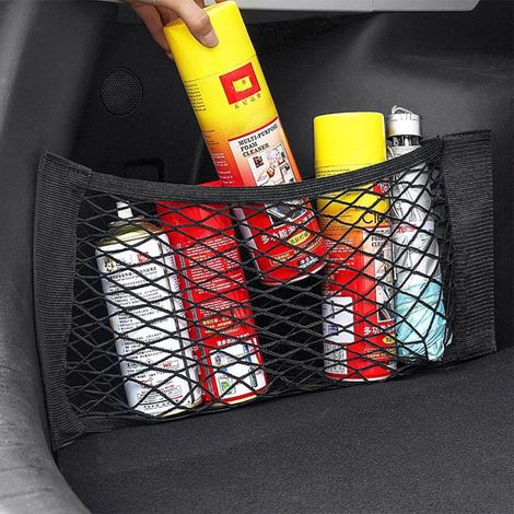 1-Pack Filet de rangement pour coffre de voiture, filet de rangement extensible en maille avec sangles auto-agrippantes, filet de rangement élastique résistant à l'eau pour SUV, camion, VR (1/5)