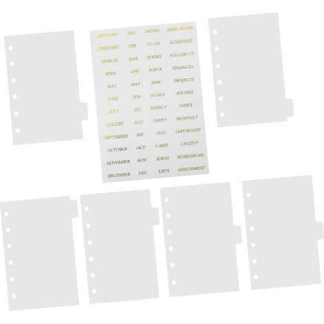 Juego de 7 separadores de PP transparentes mate para carpetas, con 6 agujeros, para separar documentos y organizar archivos, para búsqueda y archivo. (1/5)