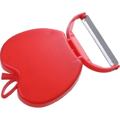 Éplucheur à pommes de terre pliable en forme de pomme, facile à utiliser et polyvalent, idéal pour les légumes et les fruits en cuisine (rouge).