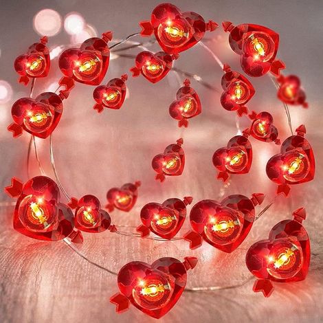 Guirlande Lumineuse En Forme De Cœur - 30 LED - 3 m - Fonction Minuterie - Alimentation Sur Piles - Pour Décoration Intérieure Et Extérieure (1/5)