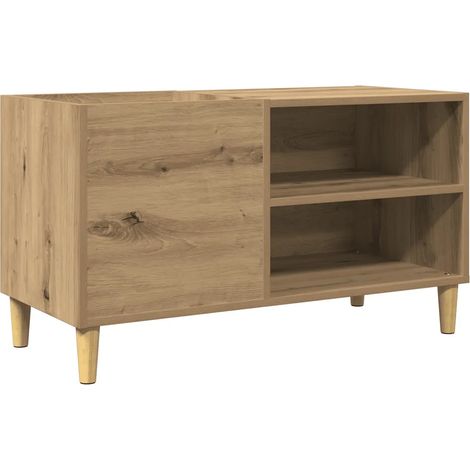 Armario para discos práctico clásico 84 x 38 x 48 cm superficie lisa ambiente acogedor de madera de roble artesanal 020051061 (1/5)