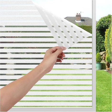Lámina autoadhesiva para ventanas con estampado de rayas para mayor privacidad y decoración. (1/5)