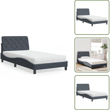 Cama de madera - vidaXL Cama con colchón terciopelo gris oscuro 100x200 cm - Cama de dormitorio