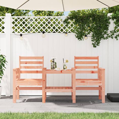 Garden Bench with Table 2-Seater Solid Wood Douglas vidaXL (1/5)
