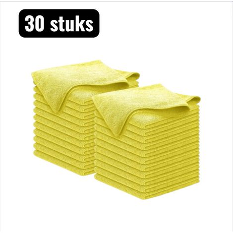 30 chiffons de nettoyage professionnels en microfibre super absorbants et sans rayures pour cuisine et salle de bain, lavables et réutilisables, jaune (1/4)
