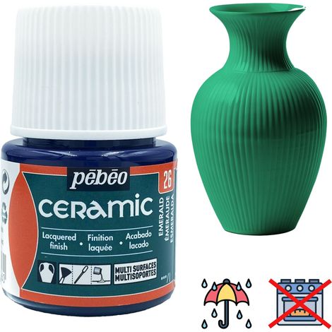 Peinture céramique décorative à FROID PEBEO 26 VERT EMERALD 45ml (1/5)