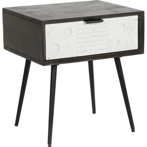DKD Home Decor Comodino Noir et Blanc 45x38x50 cm (1/5)