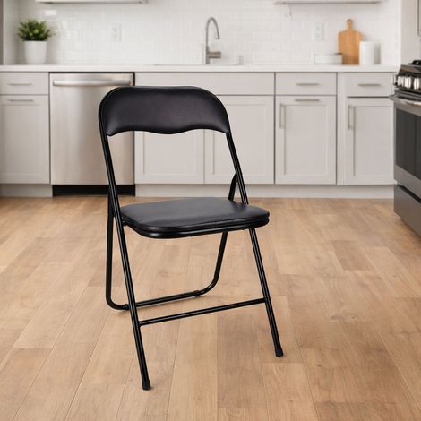 Klappstuhl Schwarz Kunstleder-LF1000110