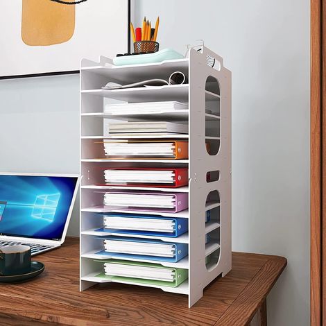 10 Niveaux Organiseur de Bureau, Plateaux A4, Matériau PVC, Design Creux, Pour Maison et Bureau