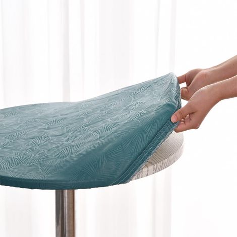 Rondes Nappes avec Bord Élastique, Plastique Nappes Nordique Minimalisme Feuille Toile Cirée Rondes Anti Taches, Imperméable Nappe de Table pour Cafe Cuisine Jardin Fête Table (100cm,Vert) (1/5)