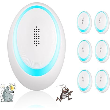 Lot de 6 répulsifs à ultrasons puissants pour lutter contre les nuisibles, efficaces contre les souris, les rats, les cafards, les moustiques, les mouches, etc. Sans danger pour les animaux (1/5)