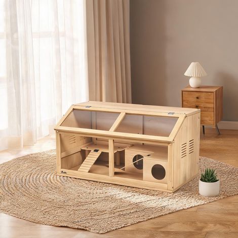 Enclos 85 x 45 x 44 cm pour hamster syrien et nain en bois (1/5)
