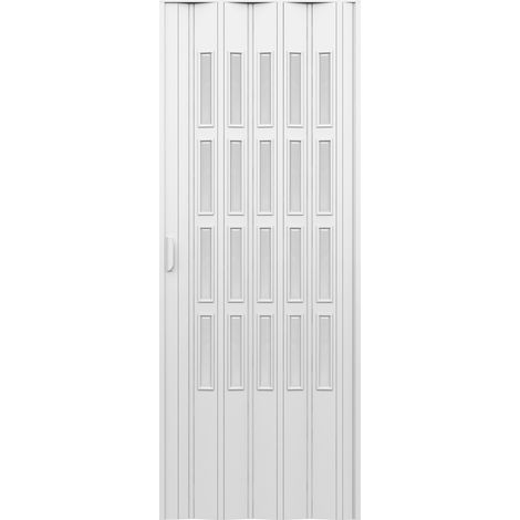 Porta darredo per interno a soffietto con vetro molato bianco cm 83 x 214 (1/3)