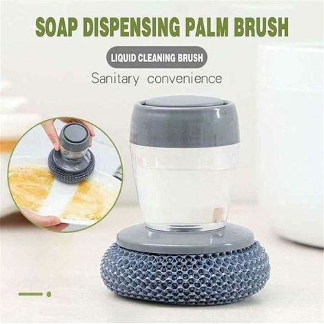 Brosse vaisselle,Brosse de Paume de Distribution de Savon de Cuisine,Brosse de Nettoyage multifonctionnelle avec détergent (1/4)