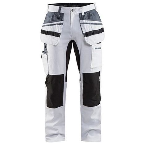 Pantalon de travail peintre Blaklader 100% coton Stretch Blanc / Noir 52 (1/2)