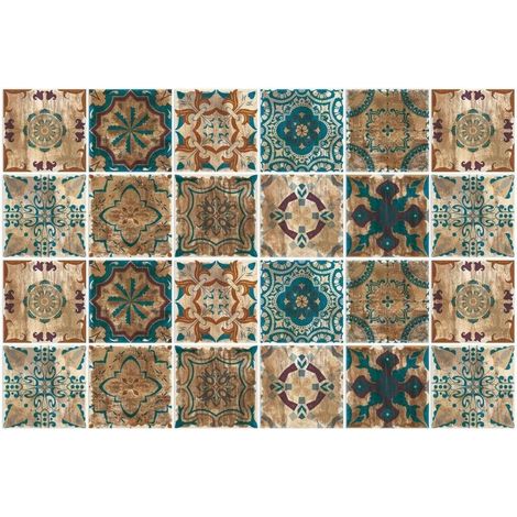Carrelage Adhésif 20x20 Style Industriel Credence Adhesive pour Cuisine Brique,24 Pcs Stickers Muraux Salle de Bains Cuisine Carrelage Adhesif Mural avec Motifs de Carrelage Dalle Pvc Adhesive Murale (1/5)