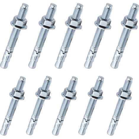 M10 x 90mm Boulon D'Ancrage en Acier Galvanisé 10pcs Goujon Ancrage Expansion Bolts Anchor Bolt for Concrete Balustrades Masonry (1/5)