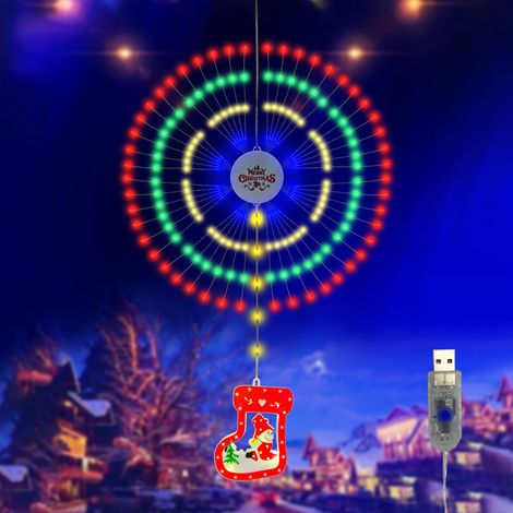 Guirlande lumineuse de Noël en forme de feu d'artifice, suspension décorative étanche IP65, lumières colorées, 8 modes d'éclairage (1/3)