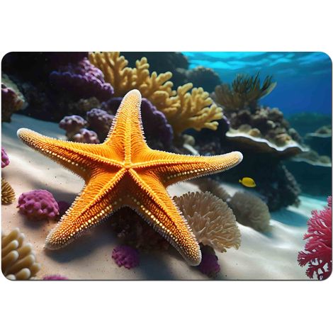 Tappetino da scrivania 50×70 cm, motivo stella marina - feltro ecologico, stampa HD, protezione per il piano del tavolo, per ufficio e soggiorno - Bertoni (1/3)
