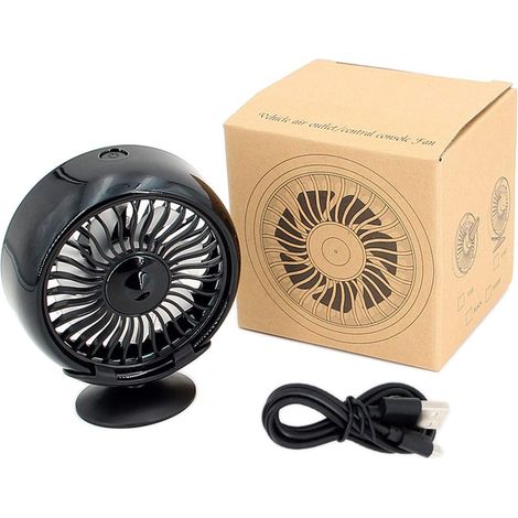 Ventilatore per auto, mini ventilatore per auto con ventola LED in ABS con supporto adesivo, ventilatore di raffreddamento per auto, casa e ufficio (nero) (1/4)