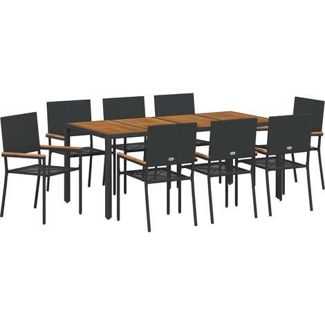 Maison Exclusive - Conjunto de Comedor de Jardín 9 uds. Negro rat (1/5)