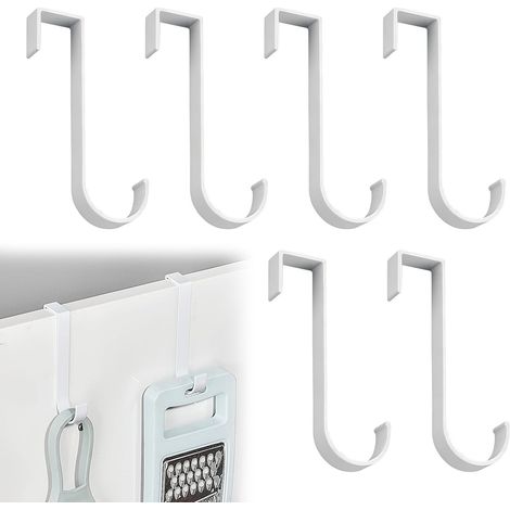 6PCS Crochets pour Rebord de Porte et Radiateur Sèche Serviette, Aluminium Antirouille Patères Salle Bain Sans Perçage, Accroche Serviettes Multifonction Barres - (1/5)