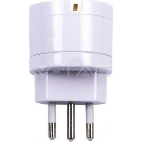 Adaptador V-TAC con toma Bipasso/Schuko de 10 A y enchufe de 10 A, color blanco