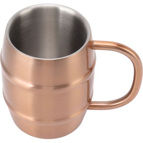 Mug à bière en acier inoxydable à double isolation, mug ergonomique et sûr pour le thé au lait à la maison, couleur cuivre (1/5)