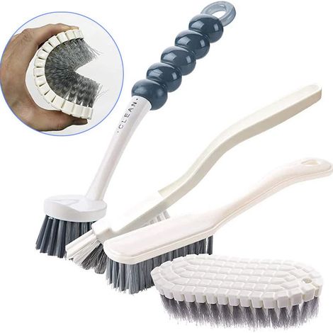 Lot de 4 Brosses à Récurer pour Jantes - Poignée Confortable, Nettoyage de Cuisine, Flexible, Joints Muraux et Maison (1/4)