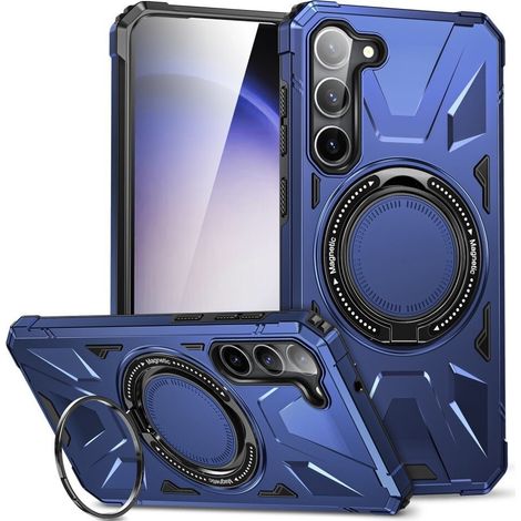 Custodia per Samsung Galaxy S24, rinforzata con supporto e piastra per il fissaggio, blu (1/5)