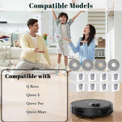 Zubehörset für Roborock Q Revo/Qrevo S/Qrevo Pro/Qrevo Maxv/Qrevo Master, Ersatzteile - Staubbeutel, Wischmopp-Pads