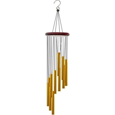 Carillon à vent 12 tubes aluminium et bois – carillon musical naturel – décoration extérieure pour jardin et terrasse (1/5)
