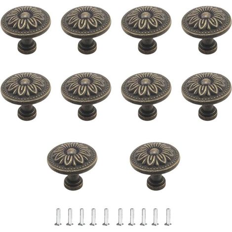 Boutons Ronds en Bronze Boutons de Fleur D'armoire en Bronze Poignées de Fleur de Tiroir en Utilisés pour Les Armoires de Cuisine Les Chambres Les Tiroirs Les Armoires