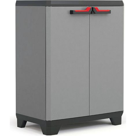 KETER Armario Stilo BajoAmario Bajo de almacenajeResina2 Puertas y 1 balda Regulable en AlturaColor Gris/Negro90 x 68 x 39 cm