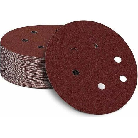 Lot de 50 disques de ponçage auto-adhésifs, 150 mm x 6 pouces, dos Velcro pour ponceuses orbitales aléatoires (grain 40) (1/4)
