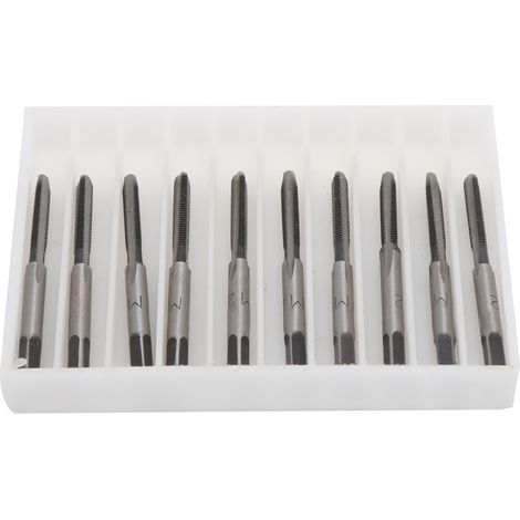 Jeu de 10 tarauds coniques métriques à rainures droites, manuels, en acier au carbone, filetage M2 (1/5)