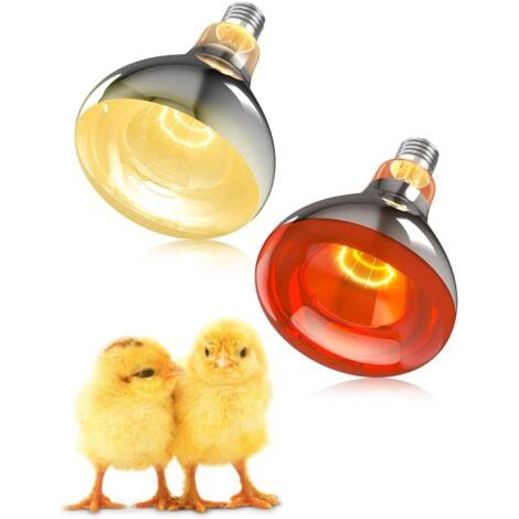 BUNTHAUS Lot de 2 Set de Ampoule Chauffante 250W E271x Infrarouge Lumière Rouge + 1x Lumière du Jour, pour Lampes Chauffantes Volailles, Poussins, Chiots, Porcelets, Agneaux, Chatons, Reptiles (1/4)