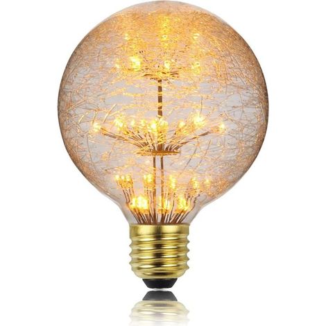 Led Ampoule Vintage Ampoule RGB Feu D'artifice Edison Ampoule G95 3W 220/240V E27 Ampoule Décorative (Feu d'artifice en fibre de verre) (1/5)