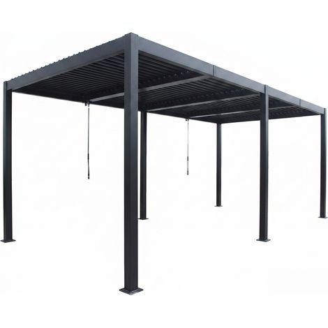 Pergola bioclimatique double 3x6 m noire PAROS (1/5)