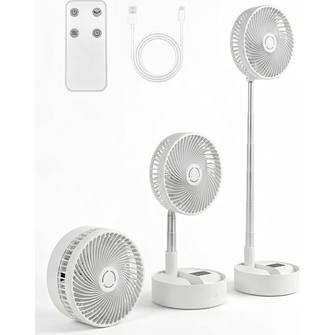 Ventilateur sur pied portable silencieux de 20,3 cm avec télécommande, batterie 8000 mAh, rechargeable par USB C, 5 vitesses, oscillation de 90°/120°, minuterie de 1 à 8 heures, ventilateur pour (1/5)