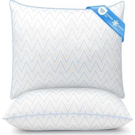 Lot de 2 Oreillers 60x60 cm Konsoefuly, Fibres Polyester Creuses 7D, Taie Refroidissante Respirante, Hypoallergénique, Confort Doux