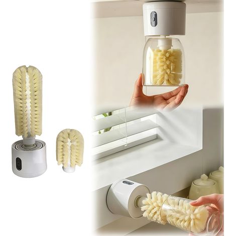Nettoyeur de tasses électrique - Rotation à 360° - Automatique - Pour tasses, verres à vin, bouteilles isothermes - Brosse à bouteilles et verres (1/5)