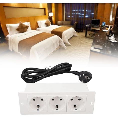 Multifuncional: Regleta de pared con cable de 16 A, enchufe plug-and-play, 3 tomas, montaje empotrado, ignífuga, para PC, escritorio o mesa. (1/5)
