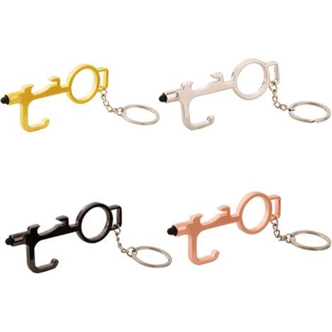 BUNTHAUS Ouvre-porte sans contact portable 4 pièces avec porte-clés avec bouton en caoutchouc pour ouvre-bouteille multifonctionnel