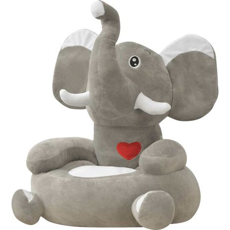 vidaXL Silla de peluche para niños elefante gris (1/3)