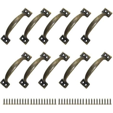10 Poignées Poignee de Meuble Bouton de Porte Poignee Entraxe Rustiques en Alliage de Zinc Pour Cuisine Porte de Grange Jardin Remise (120MM)-Chrom (1/5)